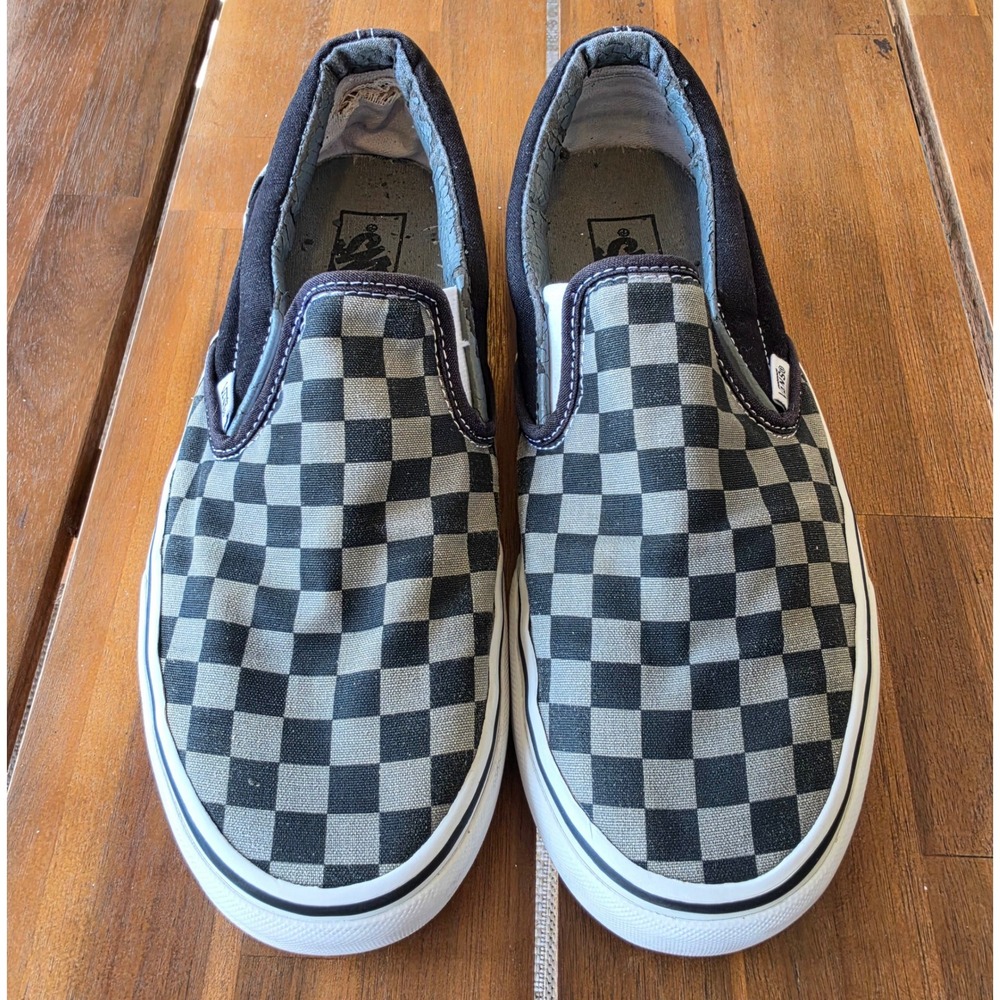 Vans Classic Slip-On Checkerboard Black Grey Mens 9.5 Sneakers Skater Streetwear